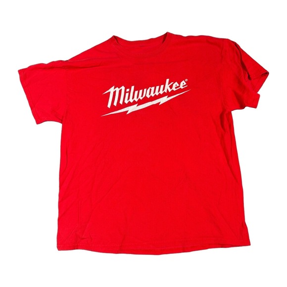 Milwaukee Tool M18 Red Graphic T-Shirt Mens Large Short Sleeve Workwear Tee